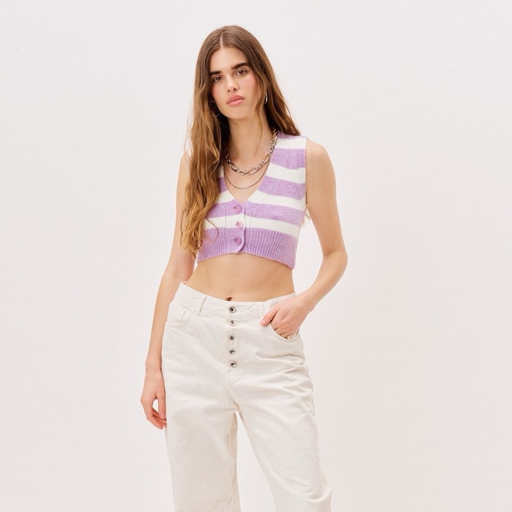 NWT For Love & Lemons  Maud Cropped Sweater Vest